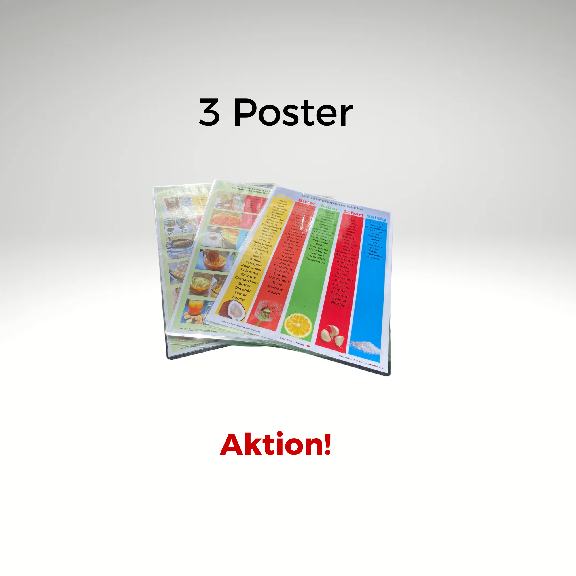 3 farbige Poster